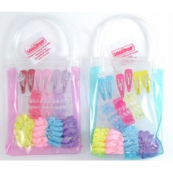 Hair Accessories - BOBBLE - BAG - First small SLIDES and BOBBLES - Rainbow pink aqua 