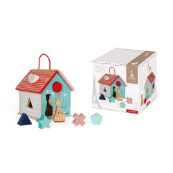 Toys - Wooden- SORTER - Sape sorting house - learn colour, shapes...  Sophie La Giraffe - 7 blocks  