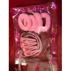 Hair Accessories - Bobble - BAG - School  Hair  - ZIP BAG OF BOBBLES - (clear and pink bag ) -  Pink