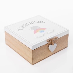 GIFT - BABY - Keepsake Box - Rainbow - My Special Keepsakes - Clouds , heart and elephant