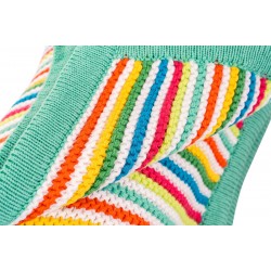 Muslins and Blankets - Blanket SHAWL - 100% cotton - Knitted Multi Stripe  - 70 x 90 cm