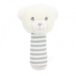 Toys - Rattle - BEAR - STICK - White and Grey - 14cm - Suitable from birth