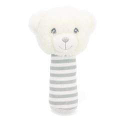 Toys - Rattle - BEAR - STICK - White and Grey - 14cm - from 0 m - UNISEX