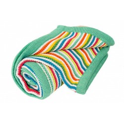 Muslins and Blankets - Blanket SHAWL - 100% cotton - Knitted Multi Stripe  - 70 x 90 cm