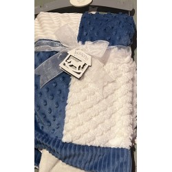 Muslins and Blankets - Blanket - Pram - Blue and White Fluffy  (75 x  75 cm) 