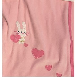 Muslins and Blankets - Blanket - Pram - Pink Baby BASIC PRAM BLANKET - Pink Bunny and Hearts  - last one