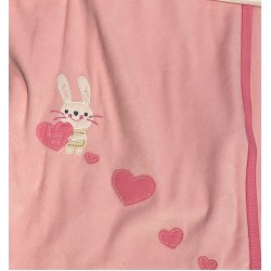 Muslins and Blankets - Blanket - Pram - Pink Baby BASIC PRAM BLANKET - Pink Bunny and Hearts 