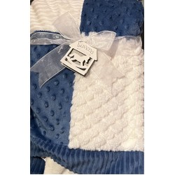 Muslins and Blankets - Blanket - Pram - Blue and White Fluffy  (75 x  75 cm) 