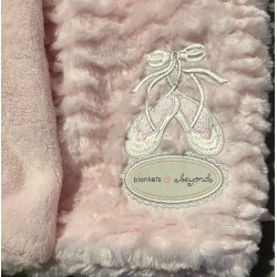 Muslins and Blankets - Blanket - Pram - Pink  Warm Fluffy - Pink Ballerina slippers   (71 x  81 cm) 