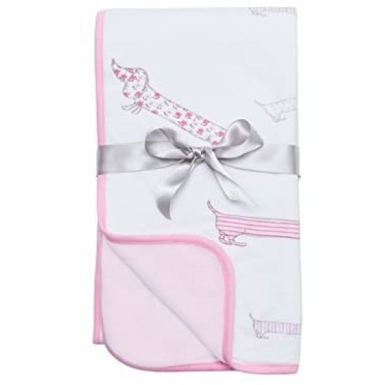 Muslins and Blankets - Blanket - Bamboo - DOG - PINK PUPPY LOVE - 100cm  76cm - last one