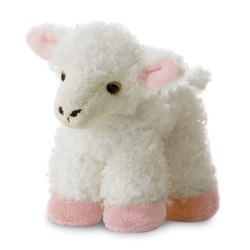 Toys - Soft Toys - Farm Animals -LAMB - Soft Curly with Pink - LANA