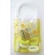 Hair Accessories - Bobble - Bag with clips -  Summer Yellow Gold with flowers  - SET