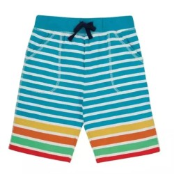 Shorts - Frugi - Aiden - Sunset Sky Blue Rainbow Stripe 