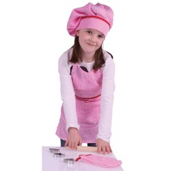 Toys - Educational and fun -  Apron , glove, hat , rolling pin and cookie cutters set - Pink  - last one - sale
