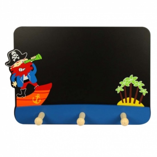 Accessories - HOOK - BAG OR CLOTHES - 3 HOOKS -  with Chalk Black Board - PIRATE