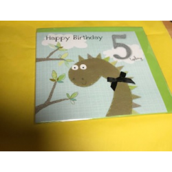 CARDS - Birthday - 5 - Dinosaur - Happy Birthday - 5 Today - Green dinosaur 