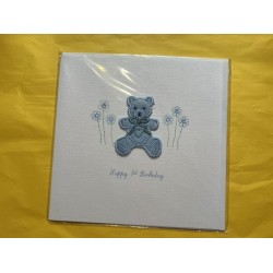 CARDS - Birthday - 1 - BOY - Luxury - 1st - Blue Teddy - Happy 1st Birthday 