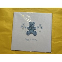 CARDS - Birthday - 1 - BOY - Luxury - 1st - Blue Teddy - Happy 1st Birthday 