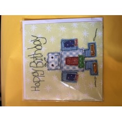 CARDS - Birthday - ROBOT - unisex blank card - birthday or Just to say a lovely message - last item - sale