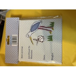 CARDS - BABY - PACK - New arrival - 8 pc  pack - BLUE STORK - 8 postcards and envelopes 
