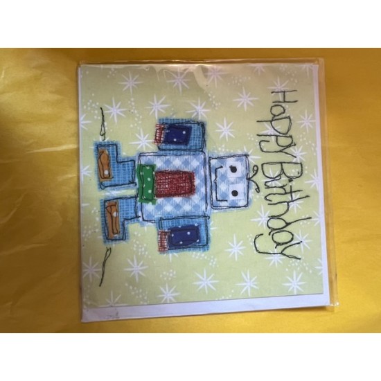 CARDS - Birthday - ROBOT - unisex blank card - birthday or Just to say a lovely message - last item - sale