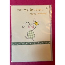 CARDS - Birthday - Brother - For my brother - Happy Birthday - green bunny rabbit 