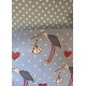 Wrapping Paper - REVERSIBLE - BABY - Baby Boy Blue Stork  and  blue  (posted folded)