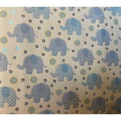 Wrapping Paper - BABY - ELEPHANTS - BLUE  ( posted folded)