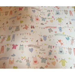 Wrapping Paper - Baby - UNISEX - mix of toys, bunting - with LOVE (posted folded)