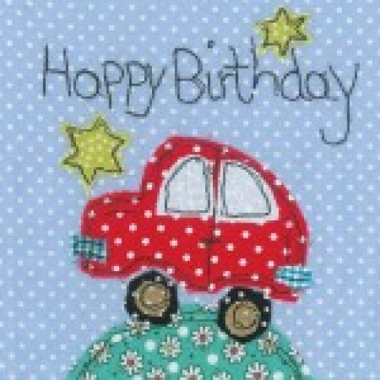 CARDS - Birthday - CAR - Blank card - Red Sparkly Car 