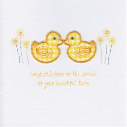 CARDS - BABY - LUXURY - TWINS - Two yellow ducklings 