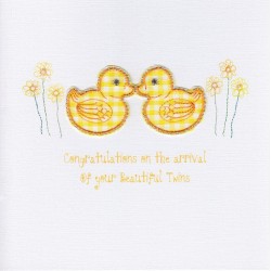 CARDS - BABY - LUXURY - TWINS - Two yellow ducklings 