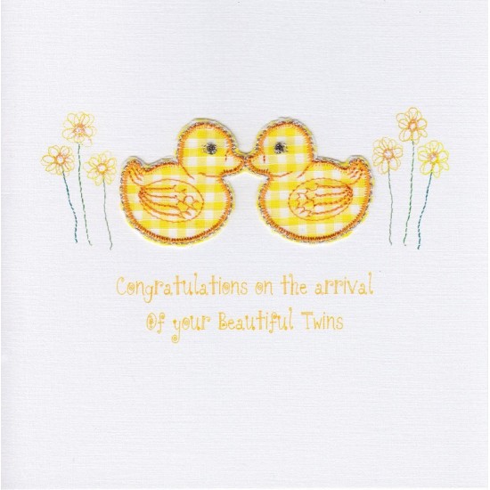 CARDS - BABY - LUXURY - TWINS - Two yellow ducklings 