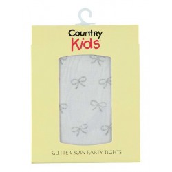 Tights - Country Kids - WHITE - special occasion - with glitter BOW -  3-5y - last size-