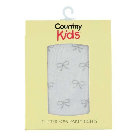 Tights - Country Kids - WHITE - special occasion - with glitter BOW -  3-5y - last size-