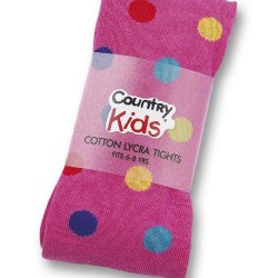 Tights - Country Kids - hot pink multi coloured dot 6-12m - last size