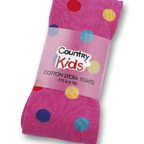 Tights - Country Kids -  Cotton  blend Tights - hot pink multi coloured dot - 0-6m -  last item 45% off clearance sale