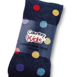 Tights - Country Kids -  Cotton Blend Tights - Black rainbow multi dot - 0-6m - clearance  sale