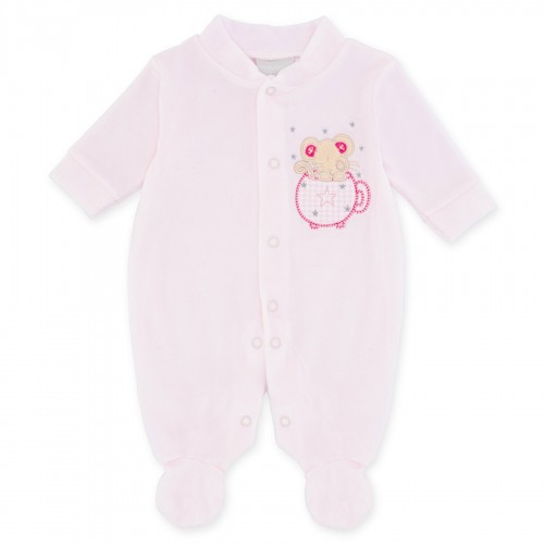 Babygrow - Baby - Basic Range -  Velour - Pink - Mouse in a teacup - last item -45% off clearance SALE