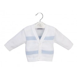 Cardigan - Baby - Knitted Cardigan - Blue and White -  last size - 3-6m  -45% off clearance sale