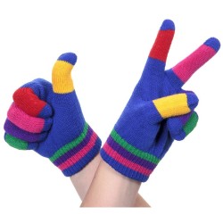 Gloves - UNISEX - magic - Navy with rainbow colour tips -  one size -  last one