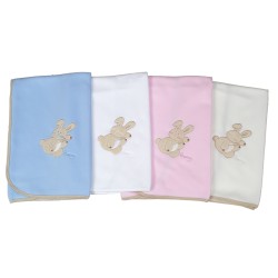 Muslins and Blankets - Blanket - PRAM - Basic Fleece Cuddle Wrap - Blue or Pink 
