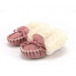 Shoes and Slippers - Moccasins -  Luxury - Girls PINK - Lambwool -  Moccasins warm shoes  - UK  little kids 6 (EU 23) ,  UK  8, (EU 25)  - sale
