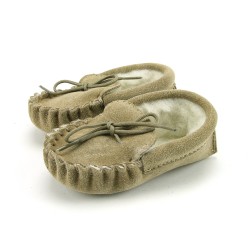 Shoes and Slippers - Moccasins -  Luxury Warm - BEIGE - Lamb wool - last size -  6-12m 