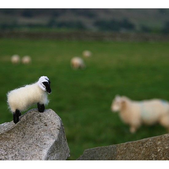 Toy or Gift - WHITE SHEEP - sheep wool toy miniature model - 100% british wool