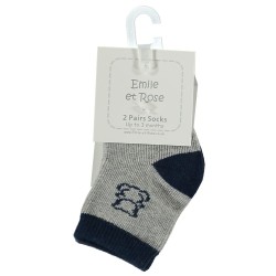 Socks - ANIMALS - BEAR - BLUE - Emile et Rose - Luxury range - 2 pc - NAVY and GREY - last size 9 m 71 cm