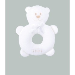 Toys - Rattle - BEAR - Ring - Emile et Rose - White Velour Teddy Rattle  - from 0m - last one