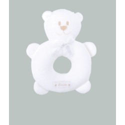 Toys - Rattle - BEAR - Ring - Emile et Rose - White Velour Teddy Rattle