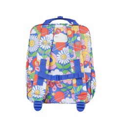 Bag - Backpack - Frugi - Explorers  - RETRO HAPPY -  bees, flowers, planets, rainbows - 28cm wide  x 34cm high x 11cm deep approx. 