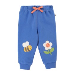 Trousers - Crawlers - GARDEN - Frugi - Blue Tango - Bee and flower